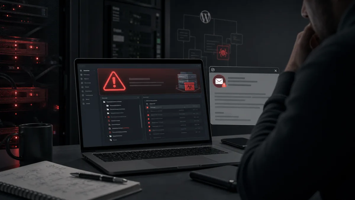 Hosting provider malware warning for an infected WordPress website